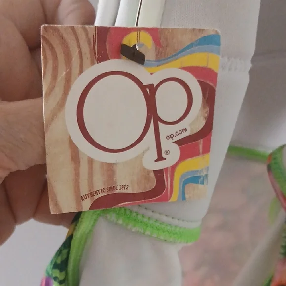 OP White Swimsuit with Neon Green Trim - Picture 2 of 7